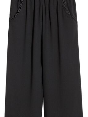 H&M Black Wide-Leg Culottes Pull On With Full Trim Size 12